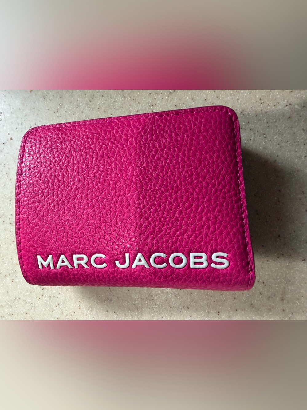 Marc Jacobs Fuchsia Pebbled Leather Compact Zip Wallet